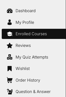 Sidebar menu — Enrolled Courses