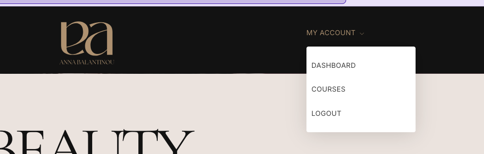 My Account dropdown