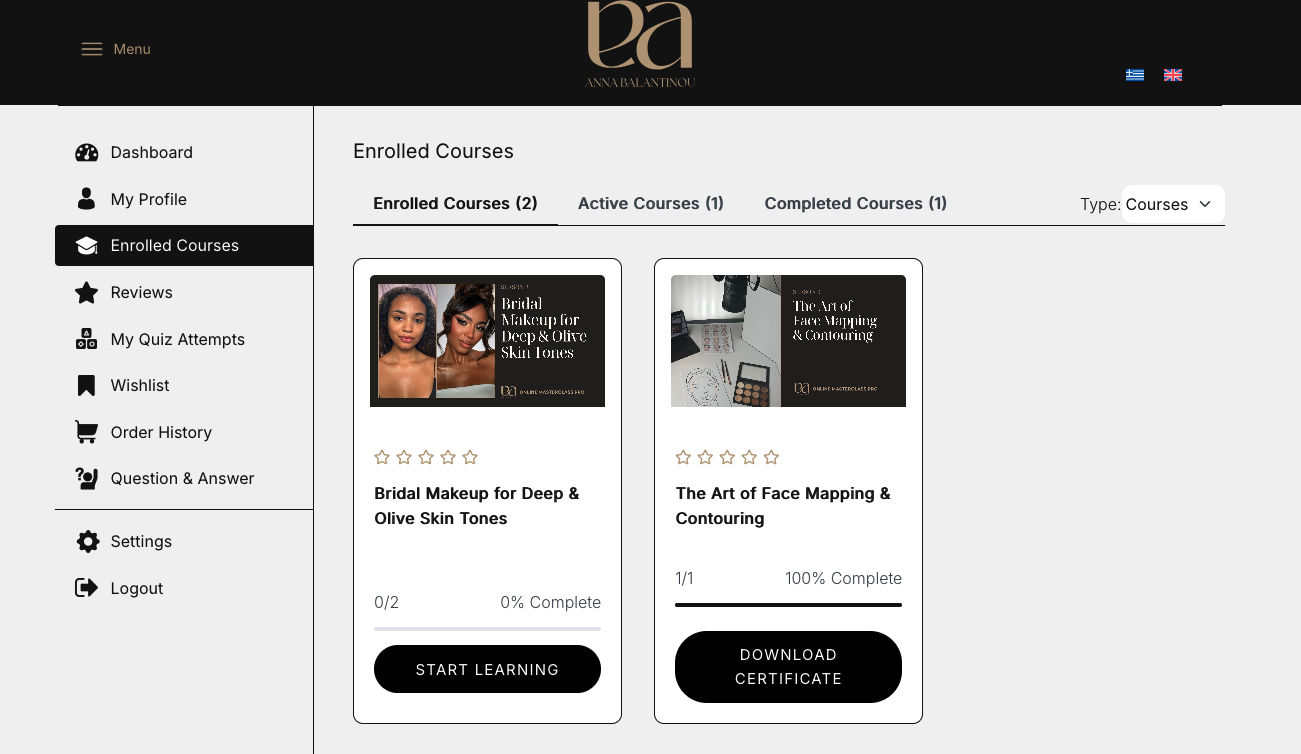 Enrolled Courses — Start Learning